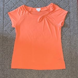 Jaclyn Smith Orange Side Bow Tie Short Sleeve Shirt